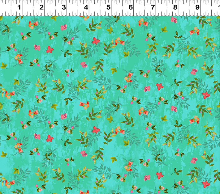 Feathered Friends Quilt Fabric - Sprigs in Turquoise - Y3495-101
