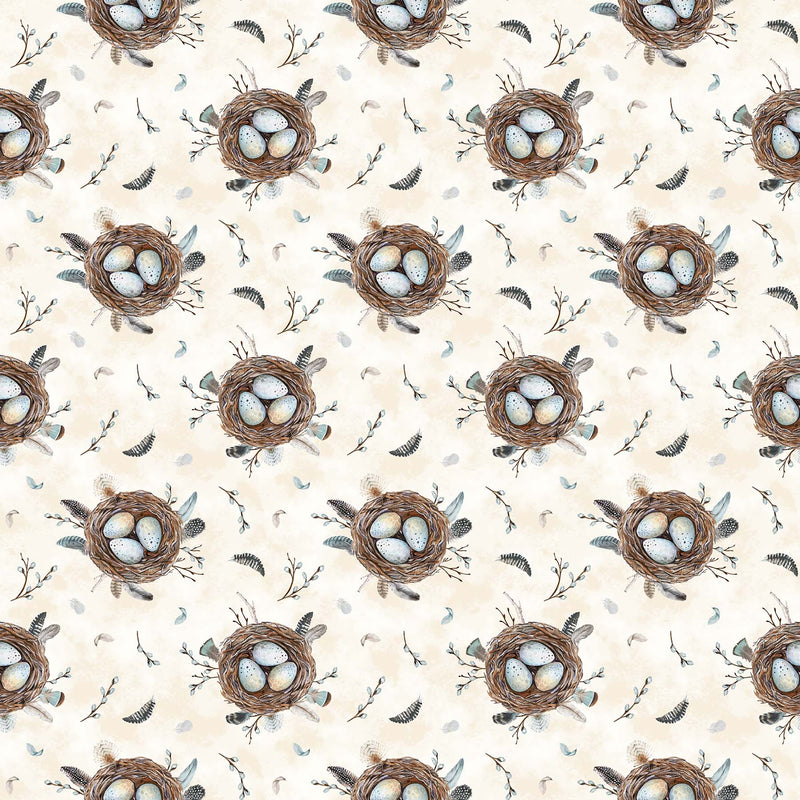 Feathered Nest Quilt Fabric - Feathered Nest in Cream/Multi - 24394-11