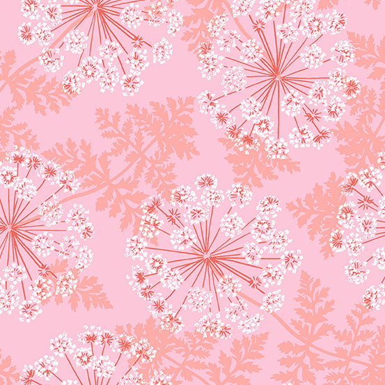 Flora and Fauna Quilt Fabric - Wild Carrots in Pink - A-9994-E
