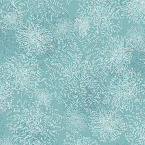 Floral Elements Quilt Fabric - Aqua Haze - FE-508