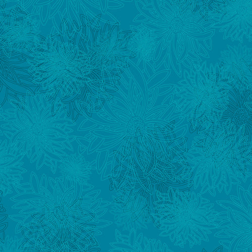 Floral Elements Quilt Fabric - Blue Lagoon - FE-541