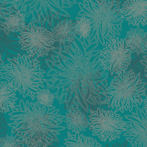 Floral Elements Quilt Fabric - Capri Blue - FE-511