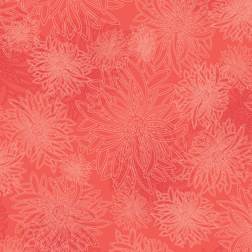 Floral Elements Quilt Fabric - Coral - FE-534