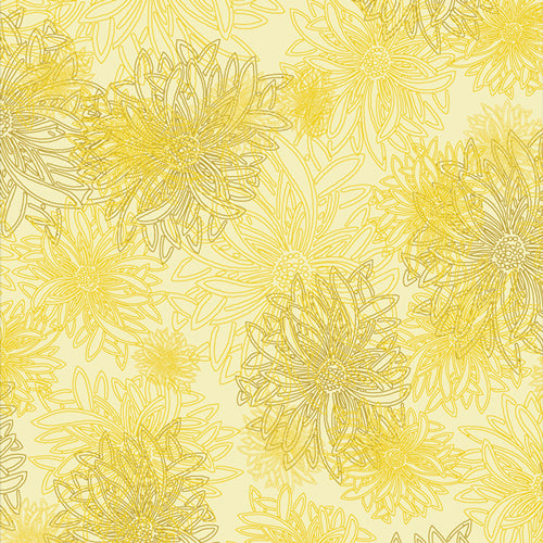 Floral Elements Quilt Fabric - Custard (Yellow) - FE-520