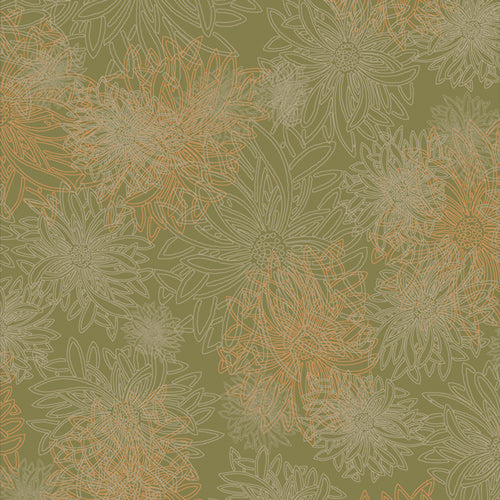 Floral Elements Quilt Fabric - Dusty Olive - FE-509