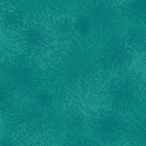 Floral Elements Quilt Fabric - Esmeralda Green/Blue - FE-539