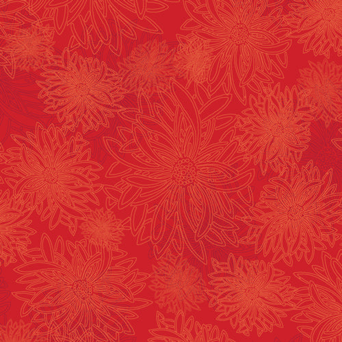 Floral Elements Quilt Fabric - Flame Red - FE-535