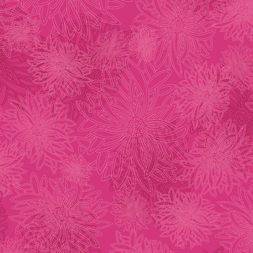Floral Elements Quilt Fabric - Fuchsia Pink - FE-536