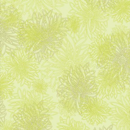 Floral Elements Quilt Fabric - Green Glow - FE-521