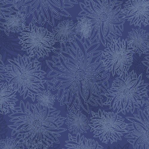 Floral Elements Quilt Fabric - Lapis Lazuli - FE-510