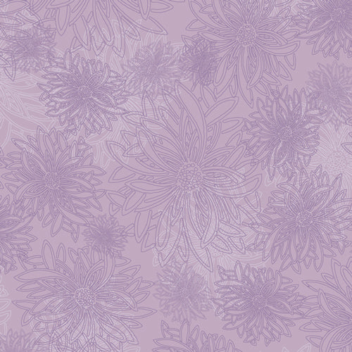 lavender flower fabric Floral Elements Quilt Fabric - Lavender Haze (Purple)