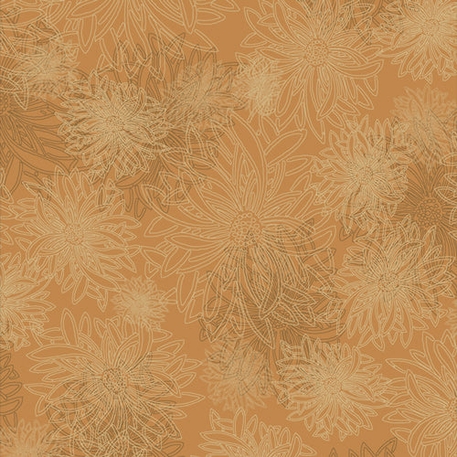 Floral Elements Quilt Fabric - Mocha (Orange)- FE-526