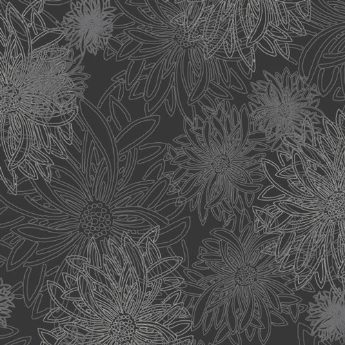Floral Elements Quilt Fabric - Moonlight Dark Gray - FE-530