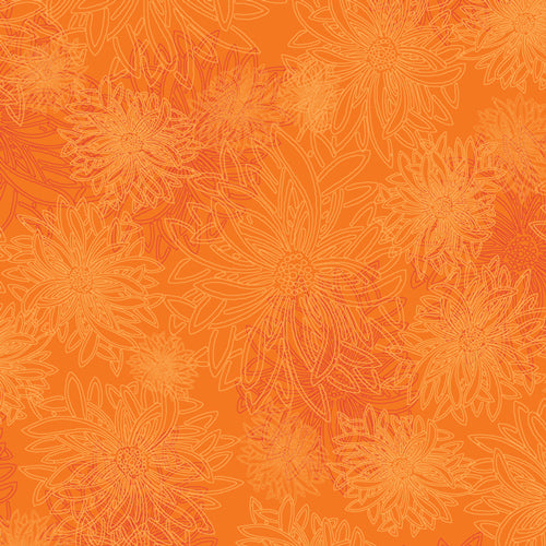 Floral Elements Quilt Fabric - Orangine Orange - FE-545