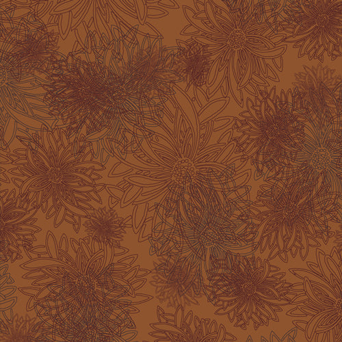 Floral Elements Quilt Fabric - Russet Orange - FE-503