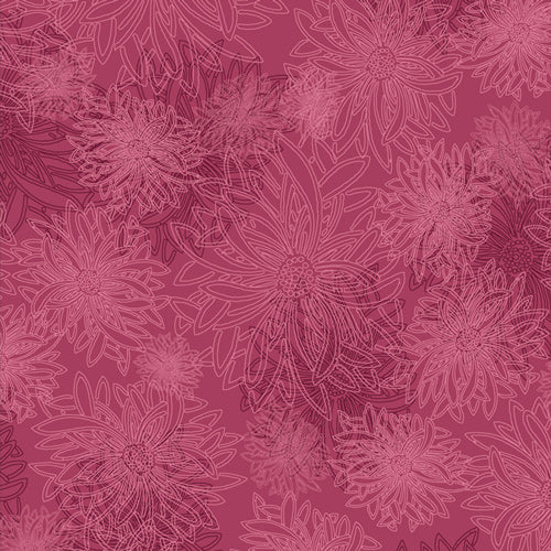 Floral Elements Quilt Fabric - Shocking Pink - FE-515