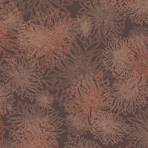 Floral Elements Quilt Fabric - Spicy Brown - FE-501