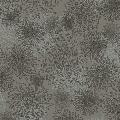 Floral Elements Quilt Fabric - Stormy Sea Gray - FE-507
