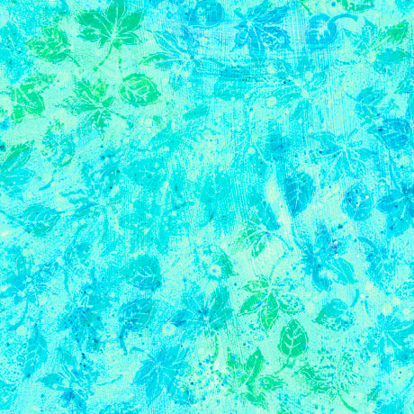 Flourish Quilt Fabric - Stucco Leaf Blender in Aqua - 1649 29336 QZ