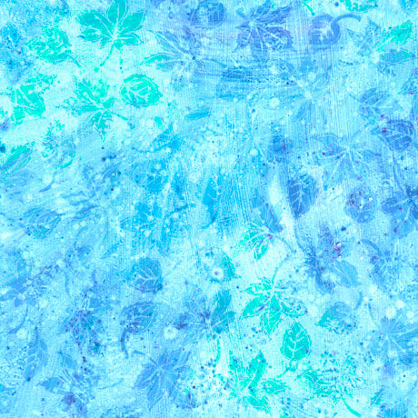 Flourish Quilt Fabric - Stucco Leaf Blender in Blue - 1649 29336 B