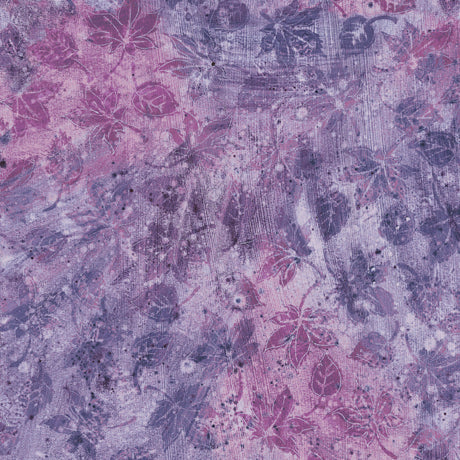 Flourish Quilt Fabric - Stucco Leaf Blender in Dusty Purple - 1649 29336 VK