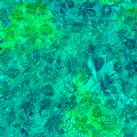Flourish Quilt Fabric - Stucco Leaf Blender in Jade Blue/Green - 1649 29336 QG