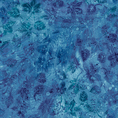 Flourish Quilt Fabric - Stucco Leaf Blender in Navy Blue - 1649 29336 W