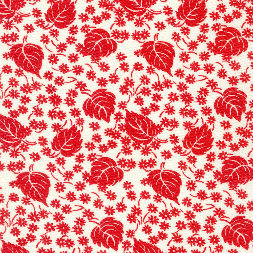 Flowerhouse Daisy's Redwork - Leaves in Vintage White - FLH-21267-83  VINTAGE WHITE