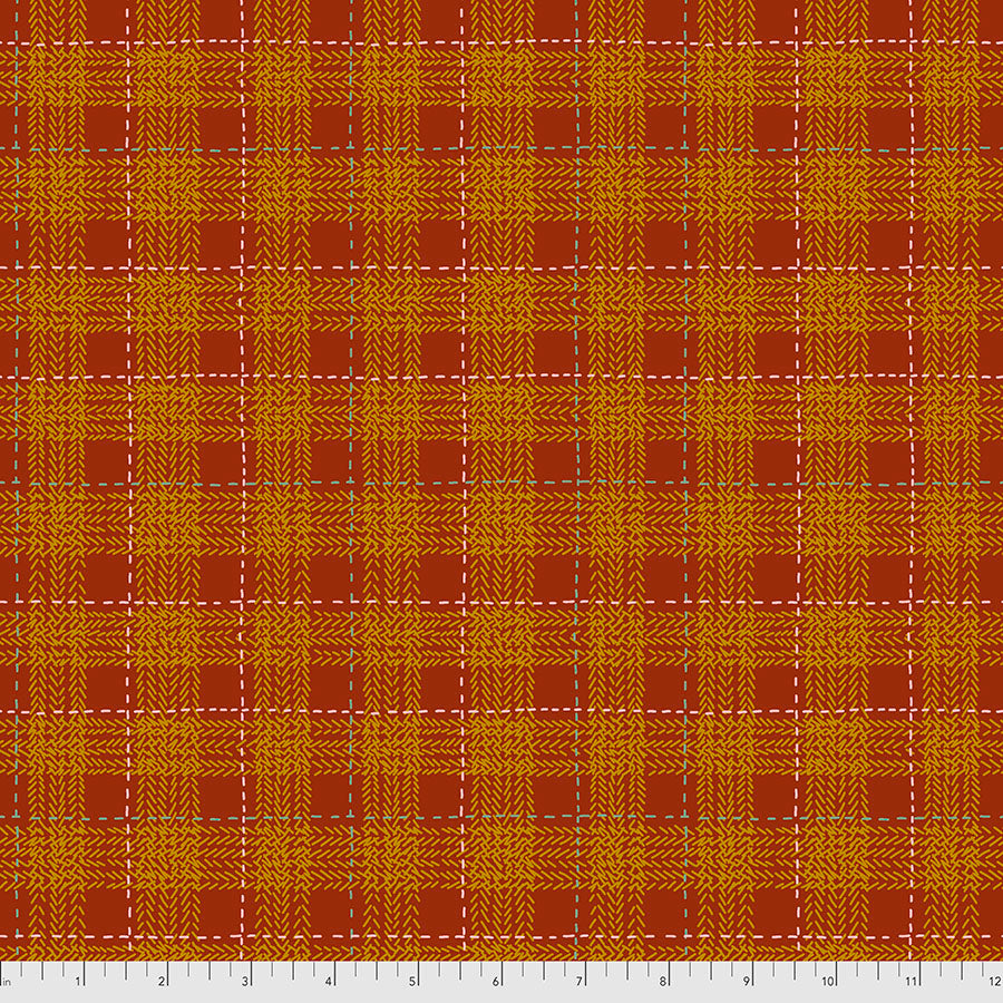 Forest Floor Quilt Fabric - Plaid in Red - PWRH023.RED