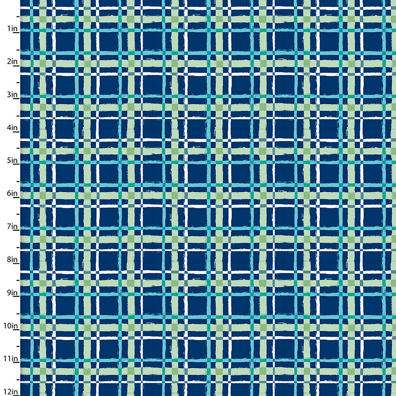 Forest Friends Quilt Fabric - Plaid in Navy - 18678-NAVY