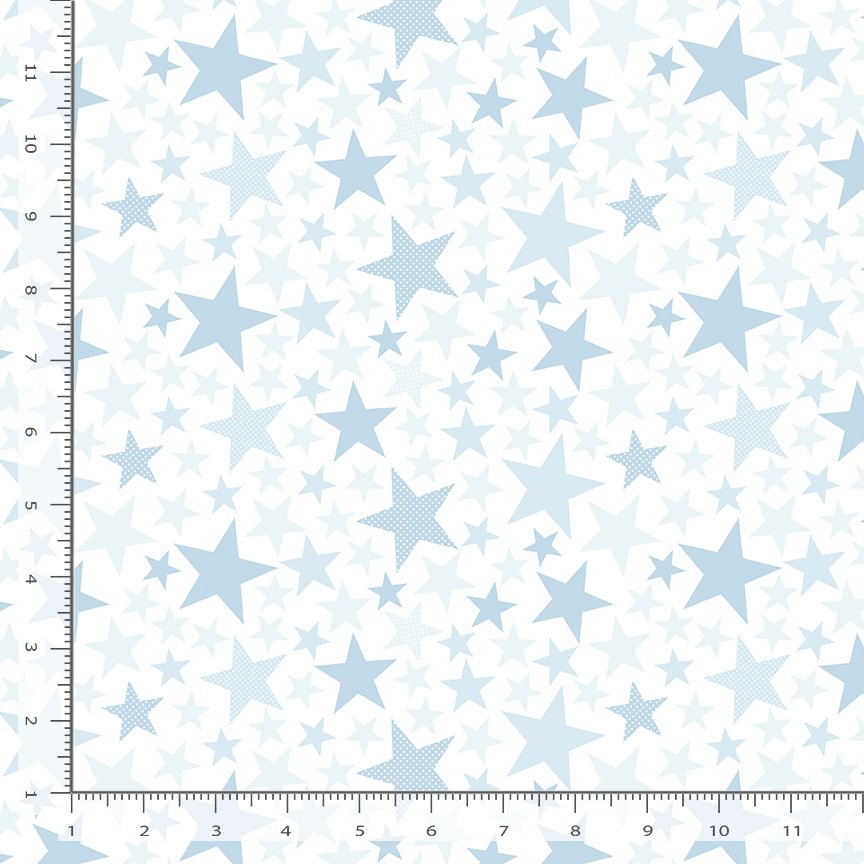 Full of Wonder Quilt Fabric - Large Stars in Sky Blue/White - KIDZ CD1627 SKY