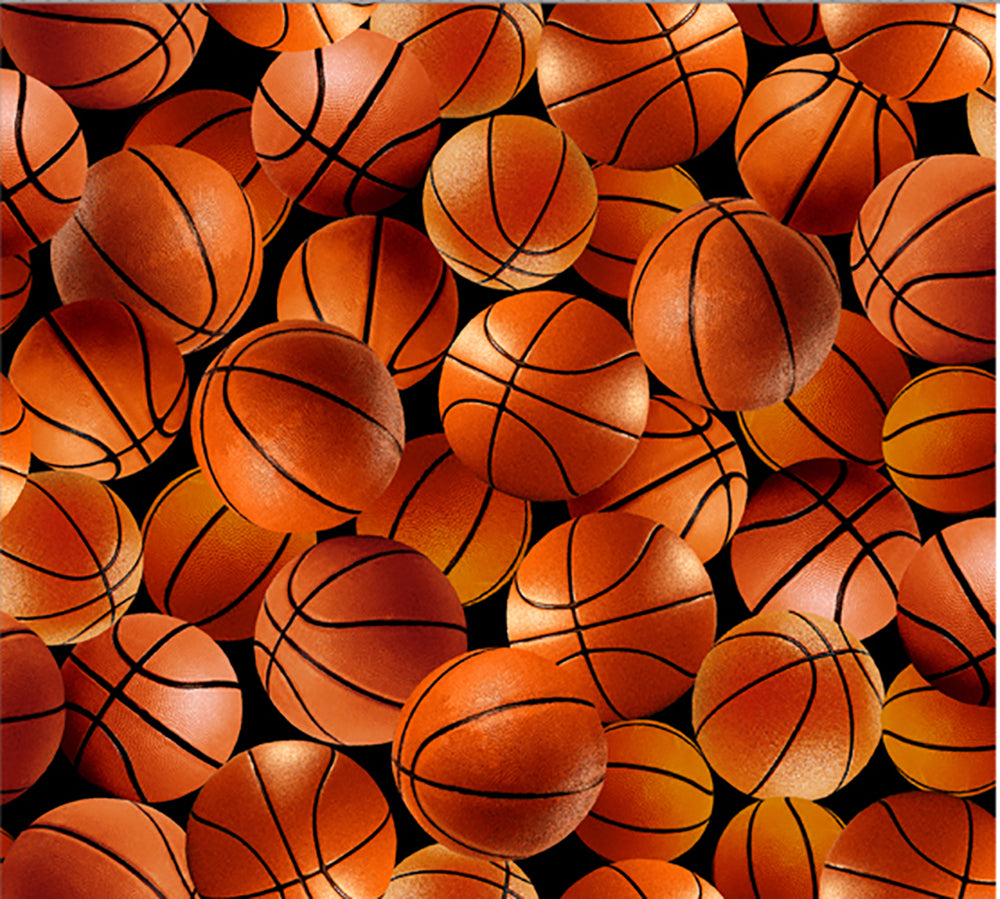 Game Day Quilt Fabric - Basketballs in Orange - OA595131