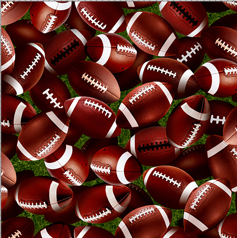 Game Day Quilt Fabric - Footballs in Brown - OA595111
