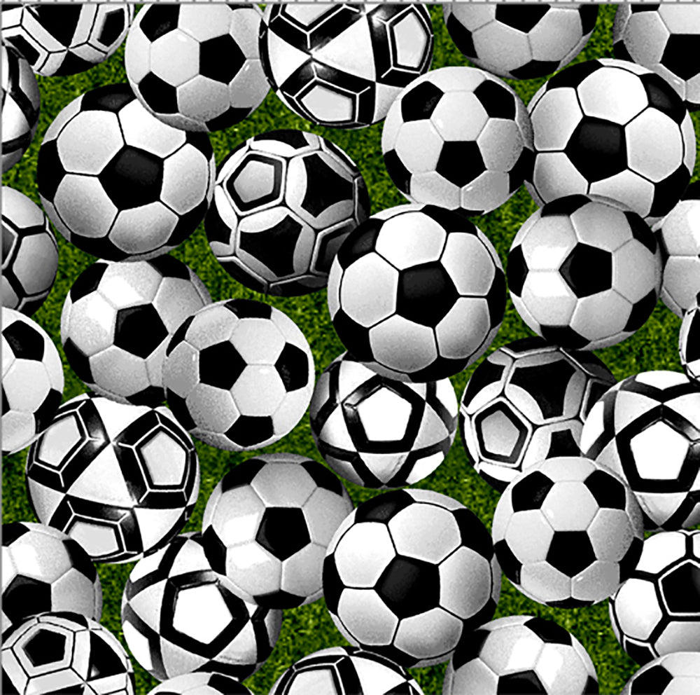 Game Day Quilt Fabric - Soccer Balls in White/Black - OA595121
