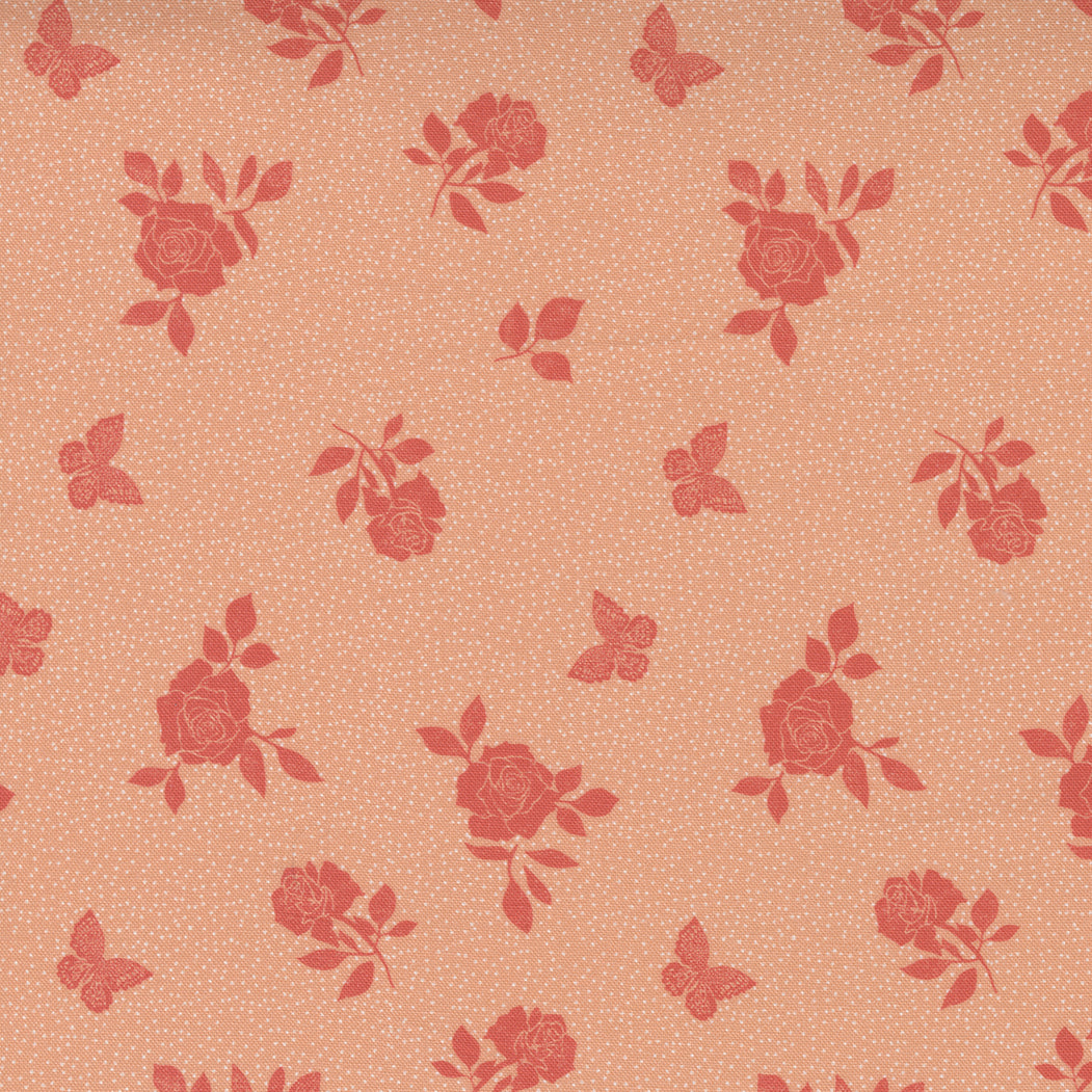 Garden Society Quilt Fabric - Beach Rose in Peach Blossom Orange - 11896 24
