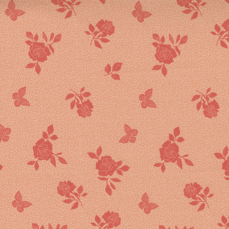 Garden Society Quilt Fabric - Beach Rose in Peach Blossom Orange - 11896 24