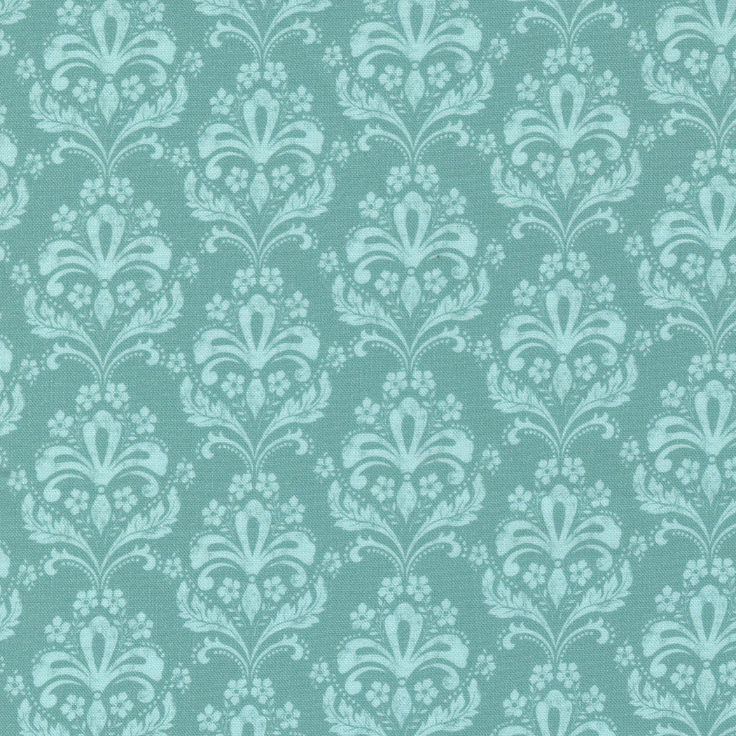 Garden Society Quilt Fabric - Jardin Damask in Teal - 11894 19