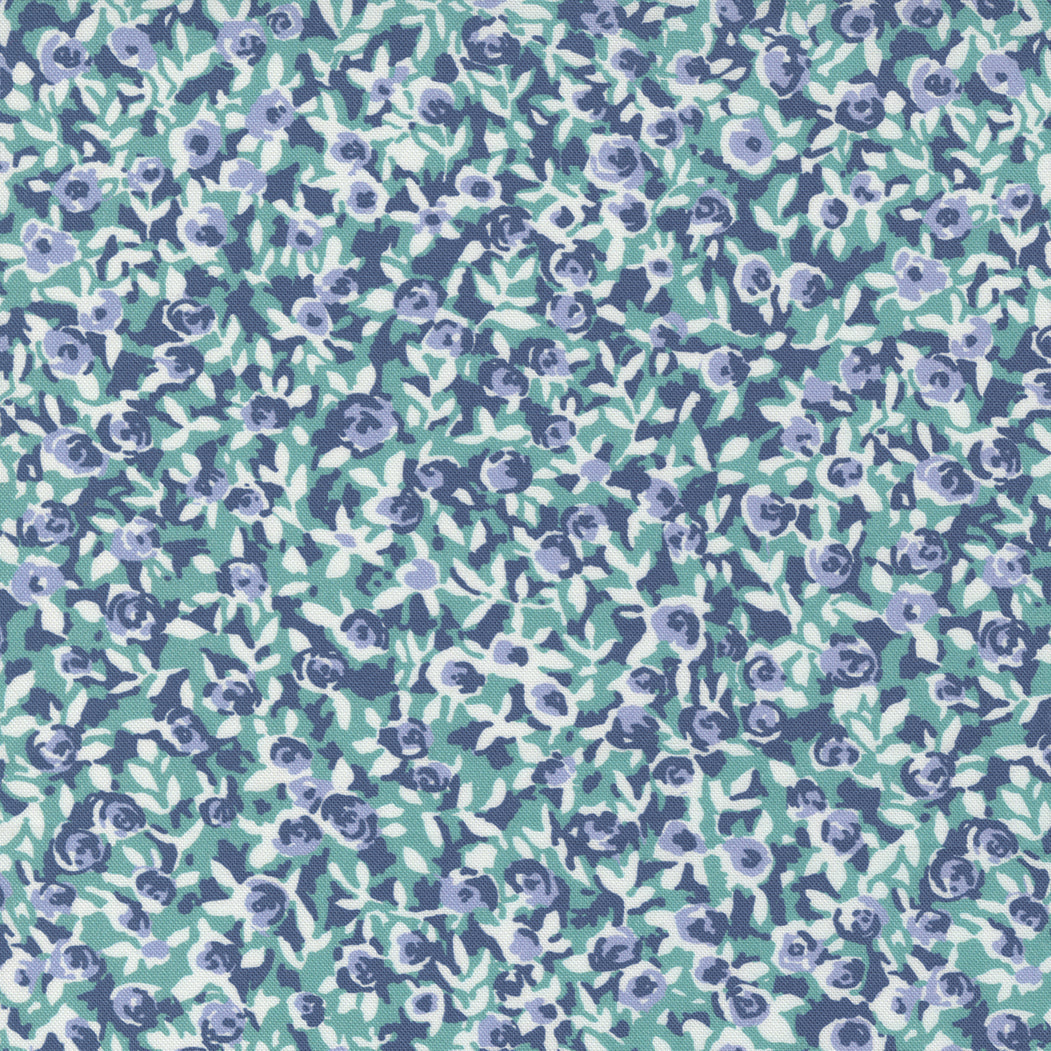 Garden Society Quilt Fabric - Petite Fleur in Navy Blue - 11893 14