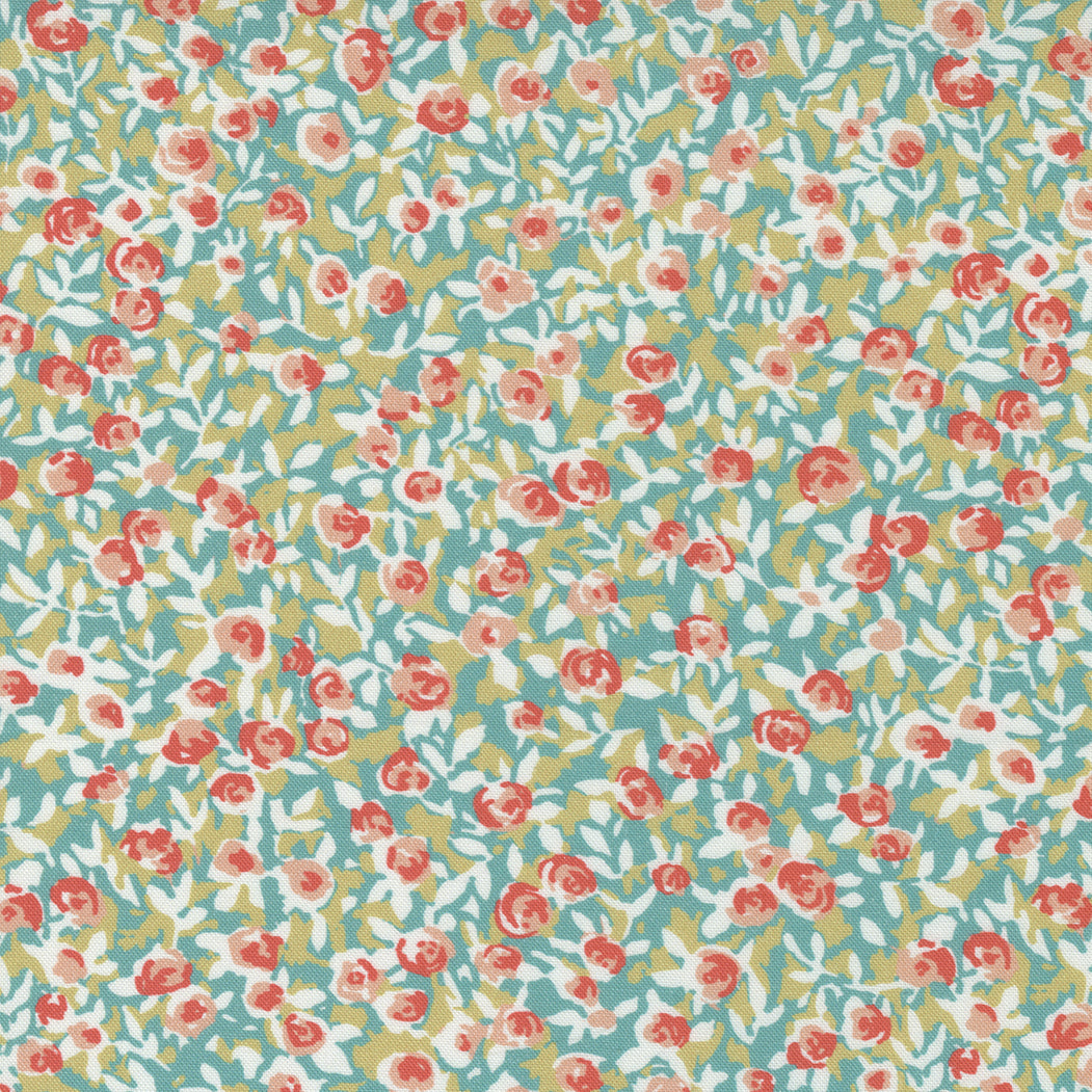 Garden Society Quilt Fabric - Petite Fleur in Teal - 11893 20