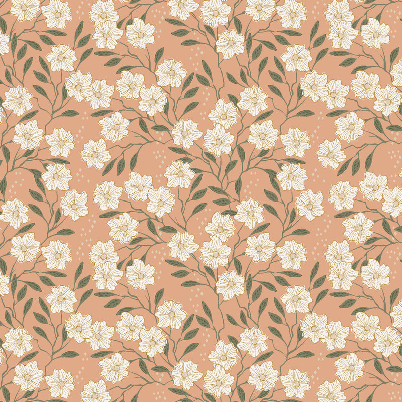 Get Out and Explore Quilt Fabric - Wild Vines in Peach - MT101-PE2