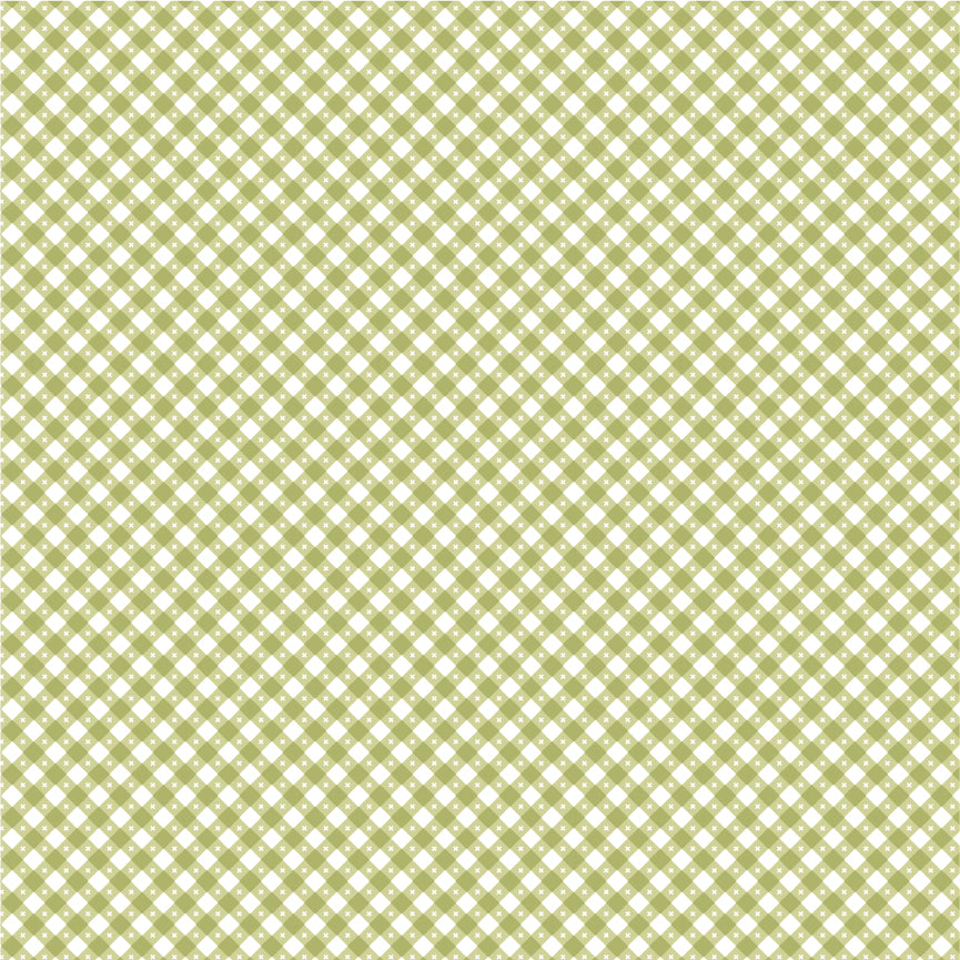 Gingham Picnic Quilt Fabric - Grass Green - GP21214