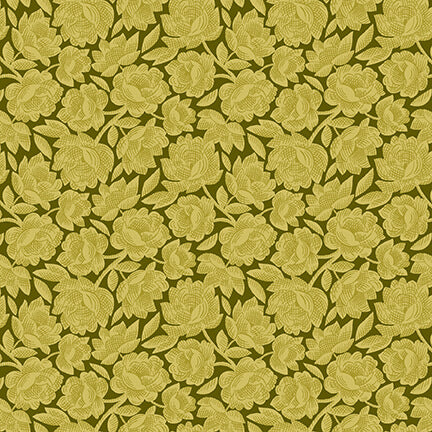 Gratitude and Grace Quilt Fabric - Vintage Floral in Green - 9408-66