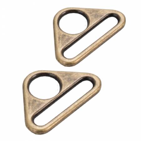 By Annie Hardware - 1" Triangle Ring, Flat, set of two, Antique Brass - HAR1-TR-AB-Two