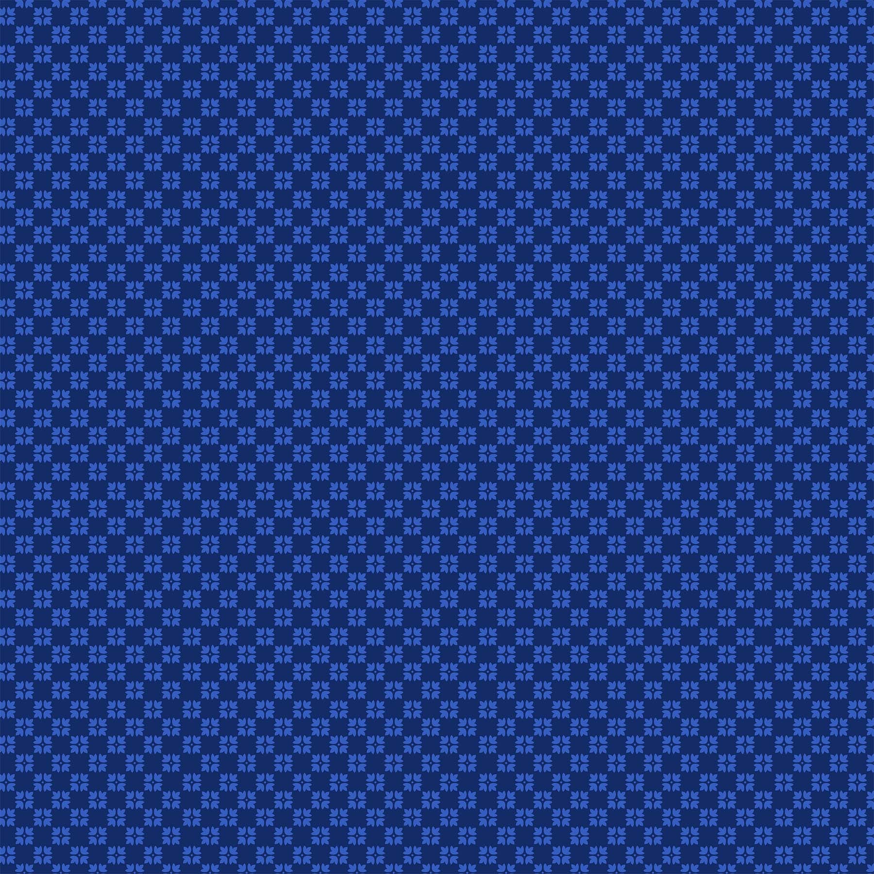 Hampton Court Quilt Fabric - Patterned Check in Navy Blue - 90591-42