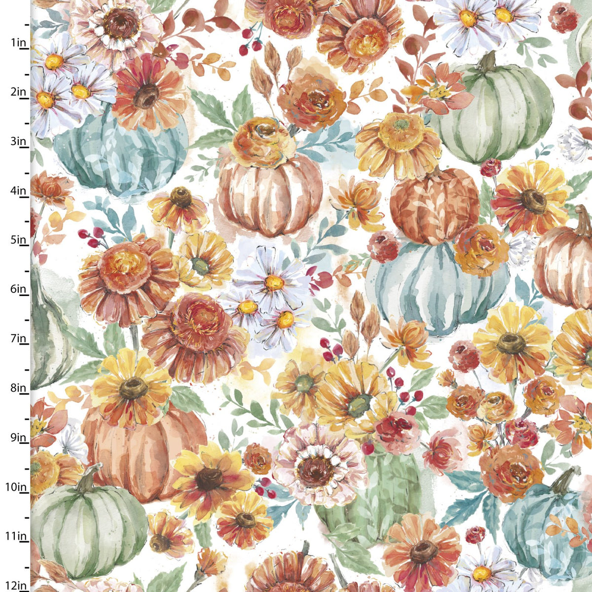 Happy Harvest Quilt Fabric - Harvest Garden in White - 19568-WHT