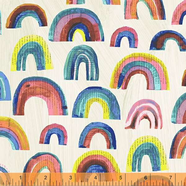 Happy Quilt Fabric - Paper Rainbows in Paper White - 53122-1