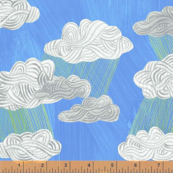 Happy Quilt Fabric - Silver Lining Clouds in Cornflower Blue - 53124-7