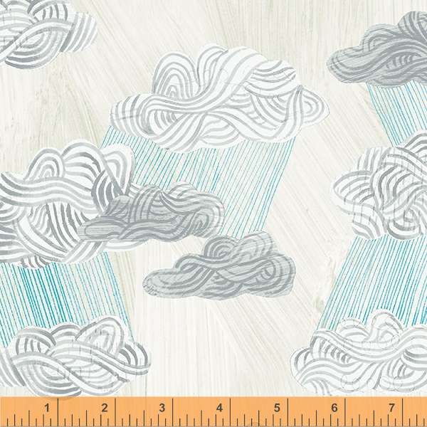 Happy Quilt Fabric - Silver Lining Clouds in Paper White - 53124-1