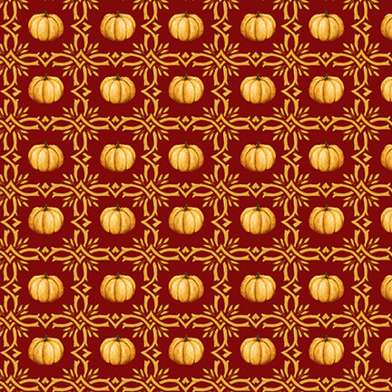 Haunted Village Quilt Fabric - Pumpkin Foulard in Pumpkin Orange - 2800-35