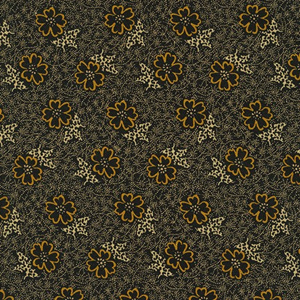 Henderson Street Quilt Fabric - Outlined Flower in Black - AZU-20513-2 BLACK